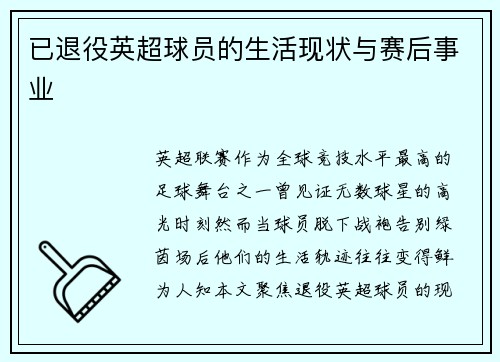 已退役英超球员的生活现状与赛后事业